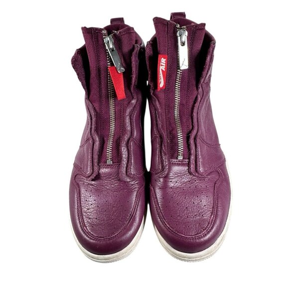 AIR JORDAN 1 RETRO HIGH ZIP SIZE 10 WOMEN BORDEAUX PURPLE AT0575-600 - Picture 1 of 8
